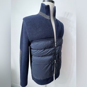 MONCLER Quilted down-panel ribbed-Jersey Jacket Cardigan Mens NEW w/o Tags